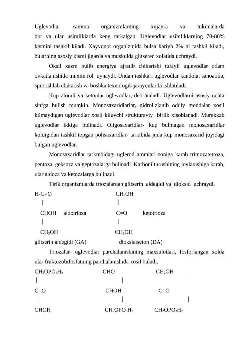 Uglevodlar. Monosaxarid va polisaxaridlar 2