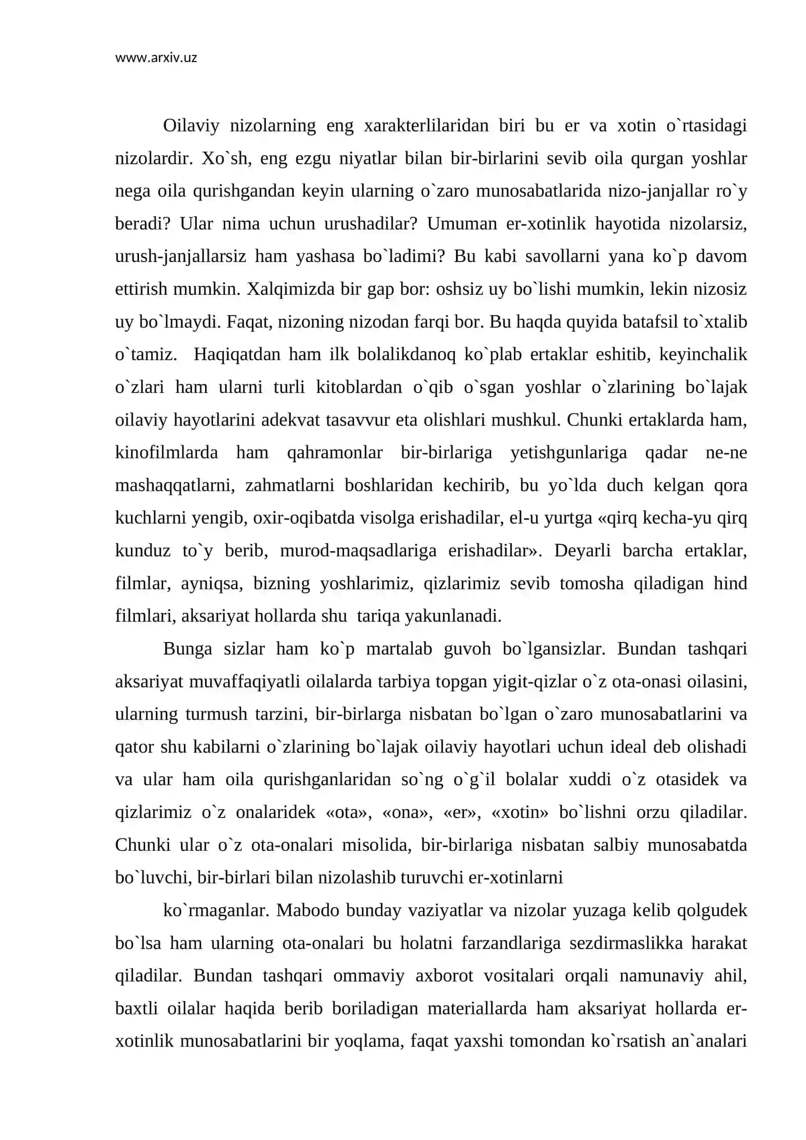 Er-xotin o`rtasidagi nizolar 2