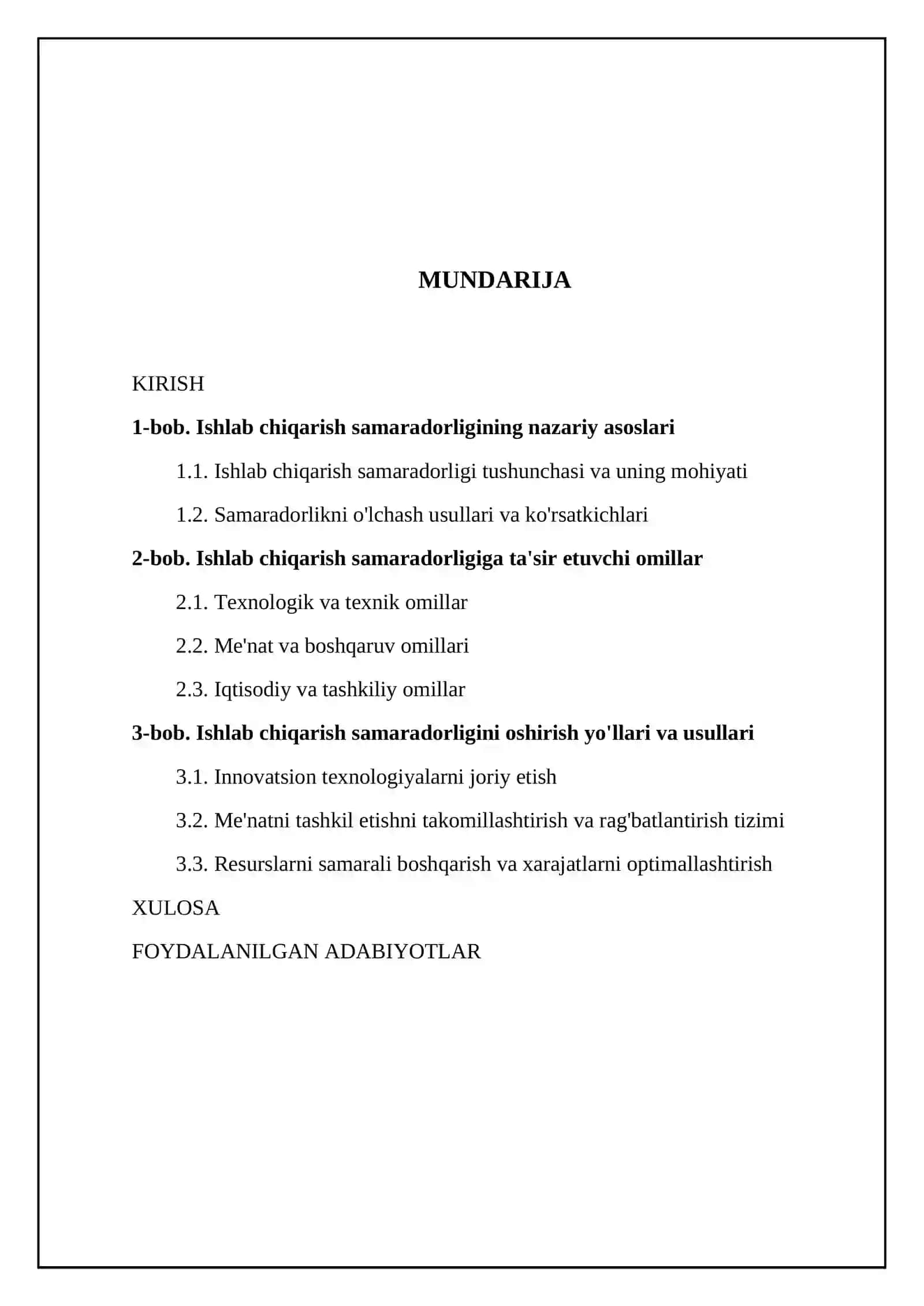 Ishlab chiqarish samaradorligi va uni orttirish omillari 2