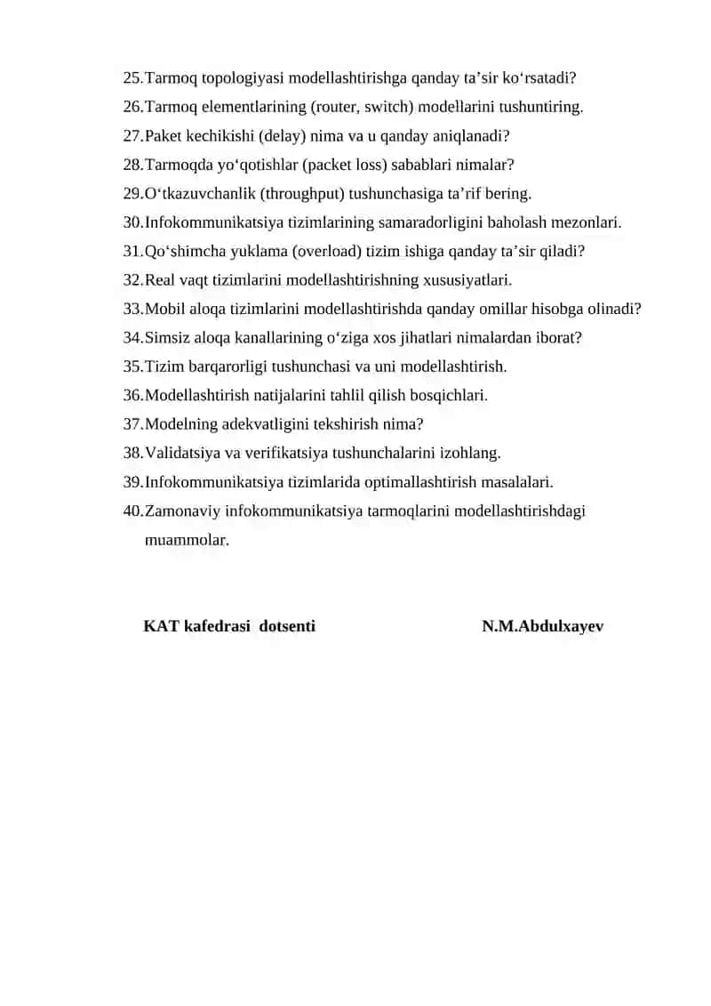 Infokommunikatsiya Tizimlarini Modellashtirish 2