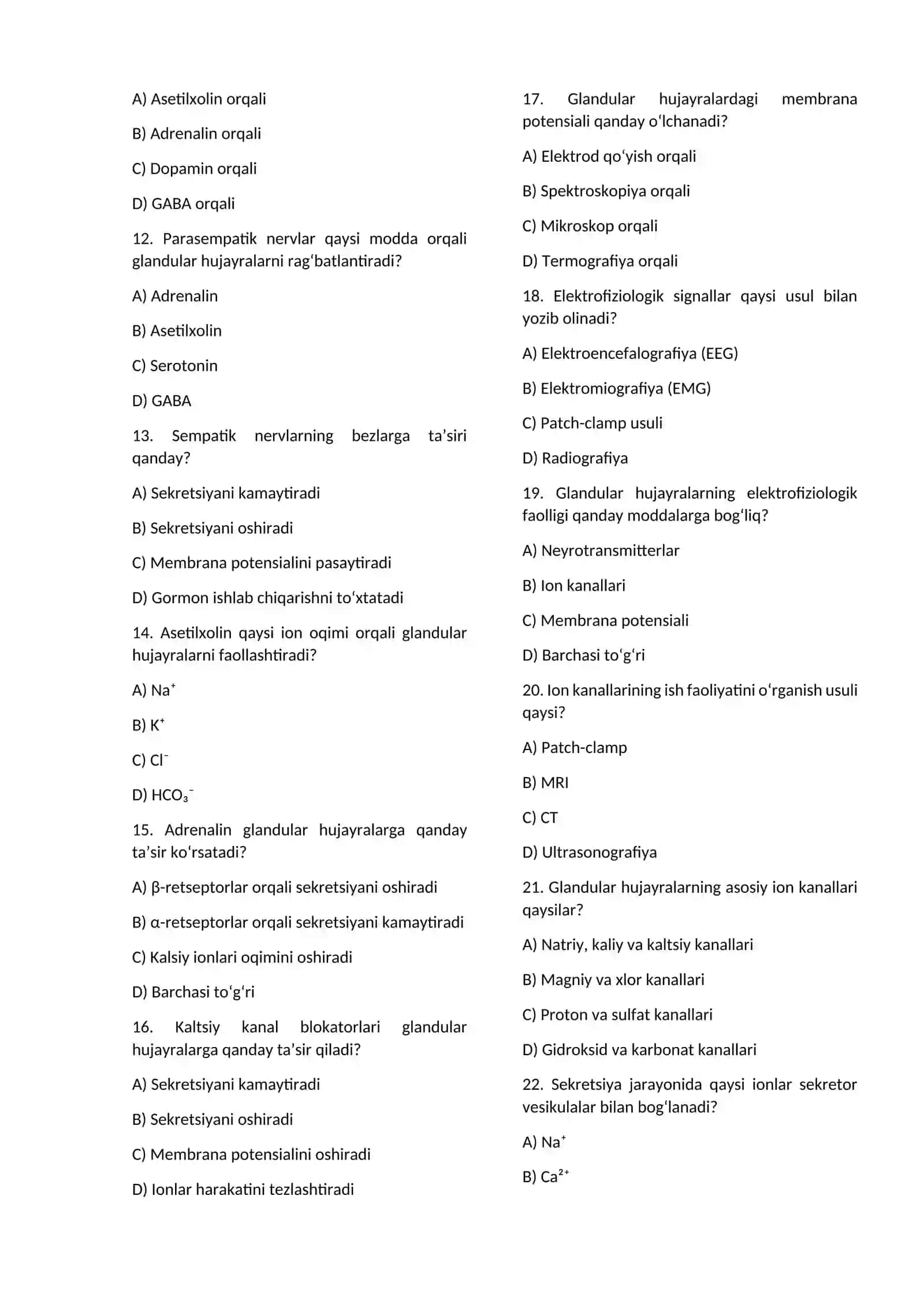 Glandular to‘qimalarning umumiy elektrofiziologik xususiyatlari 2