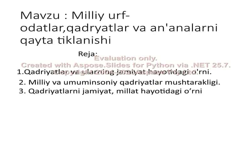 Boboyorova Kamolan taqdimoti "Milliy urf-odatlar,qadryatlar va an'analarni qayta tiklanishi" 2