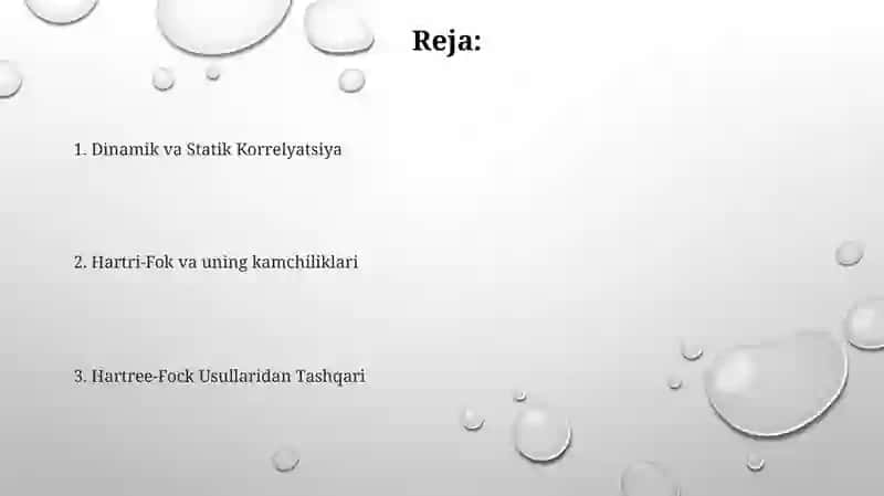 Elektron korrelyatsiyalarini hisobga olish 2