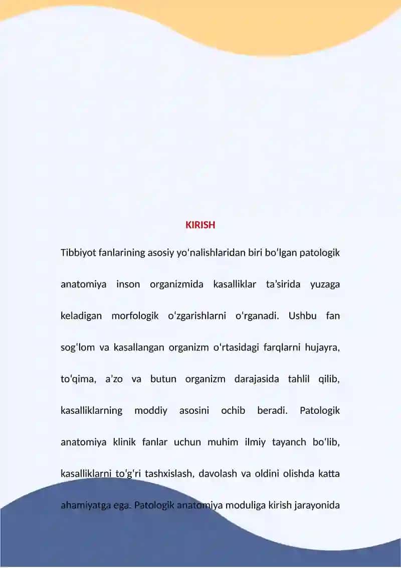 Patologik anatomiya moduliga kirish. Patologik anatomiya fani, mazmuni, vazifasi, tekshirish usullar 2