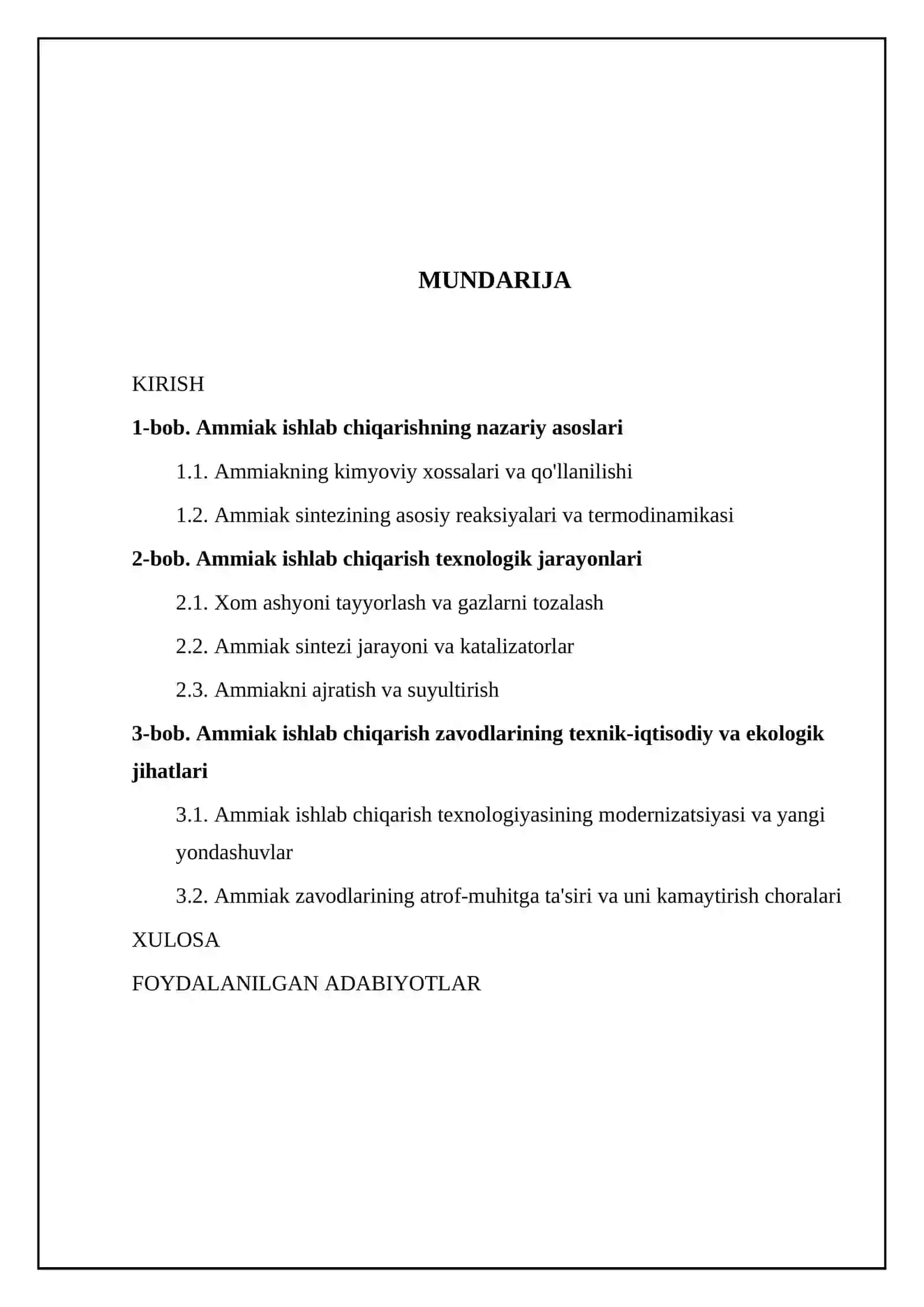Ammiak ishlab chiqarish texnologiyasi 2