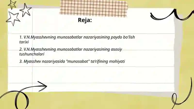 V.N.Myasshevning munosabatlar nazariyasi 2