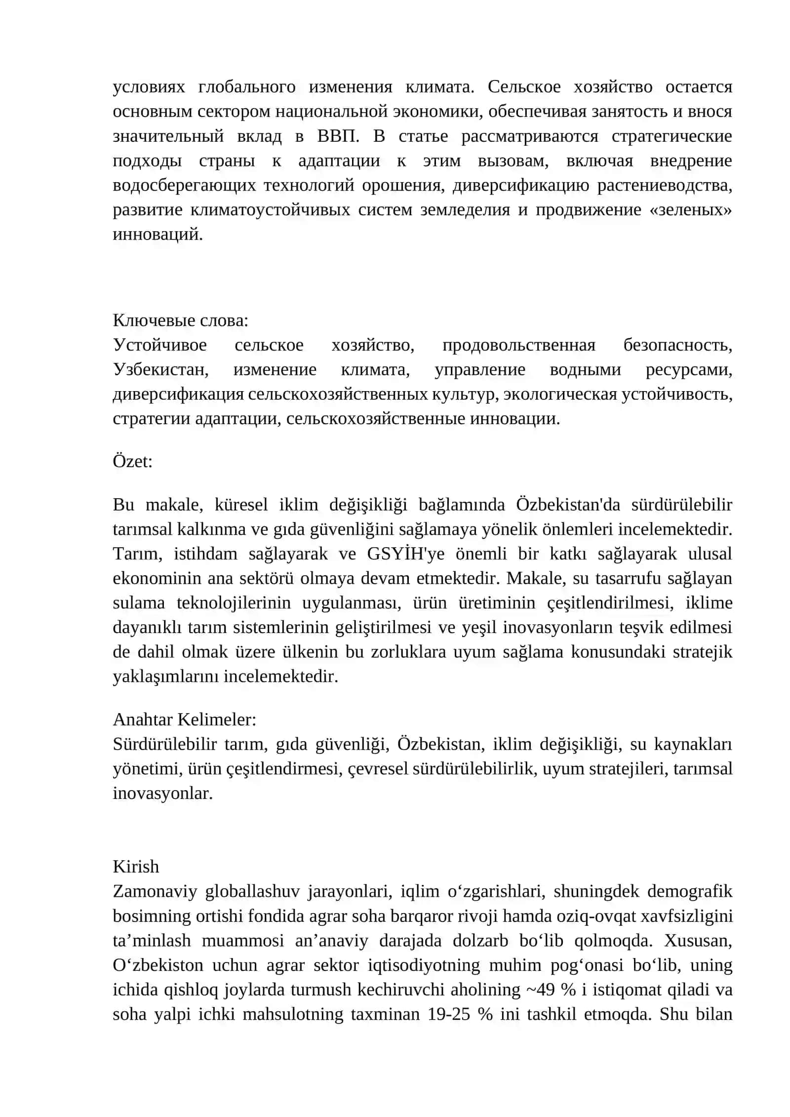 Global iqlim o‘zgarishi sharoitida qishloq xo‘jaligini barqaror rivojlantirish va oziq-ovqat xavfsizligini ta’minlash 2