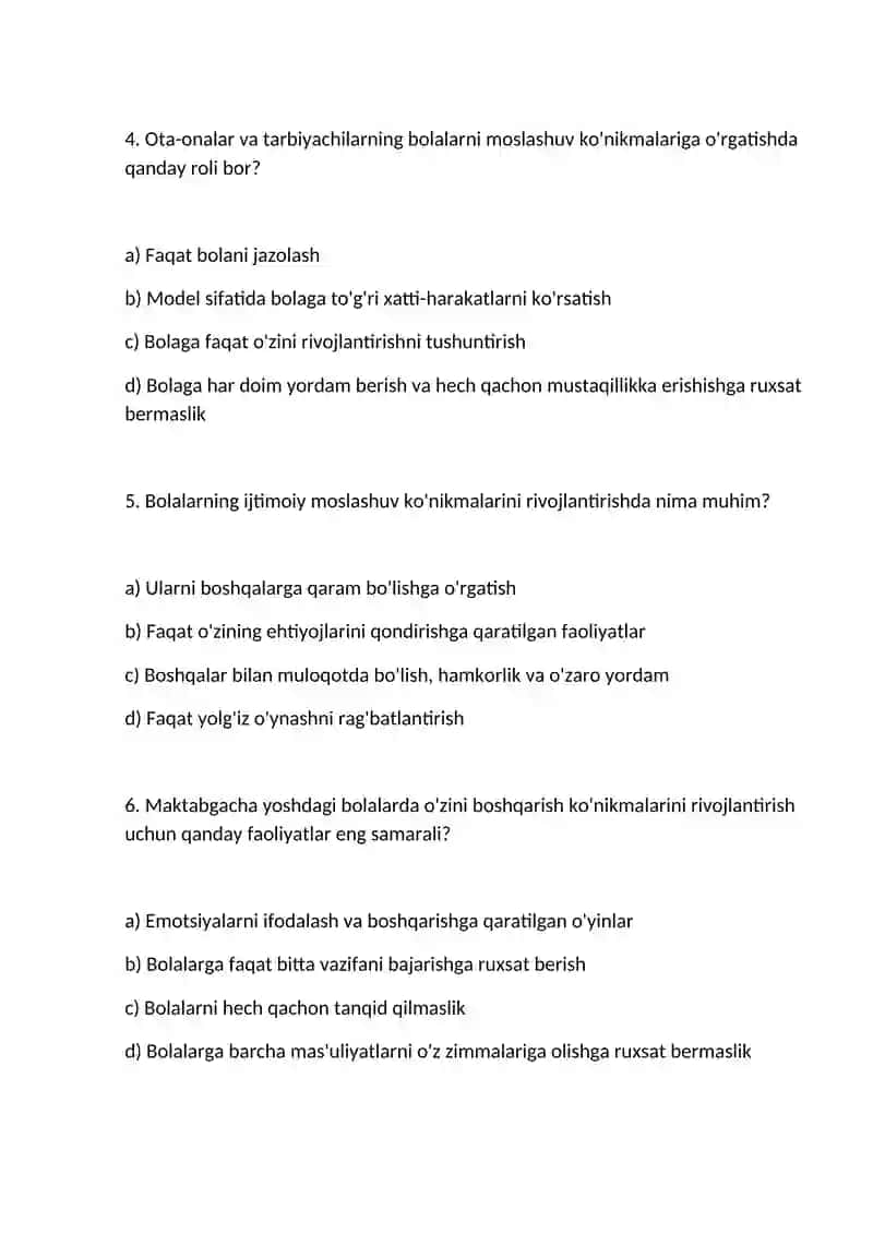Maktabgacha yoshdagi bolalarning moslashuv ko’nikmalarini shakllantirish 2
