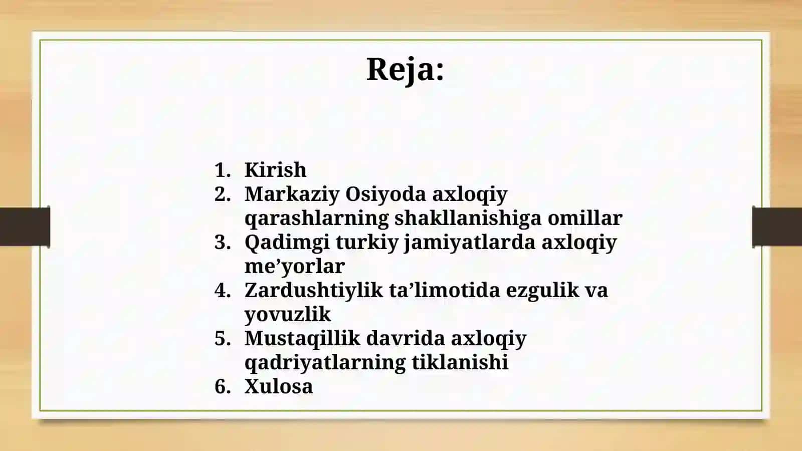 Tayyorlagan Mustaqil ishi: Markaziy Osiyoda etikaning taraqqiyot bosqichlari 2