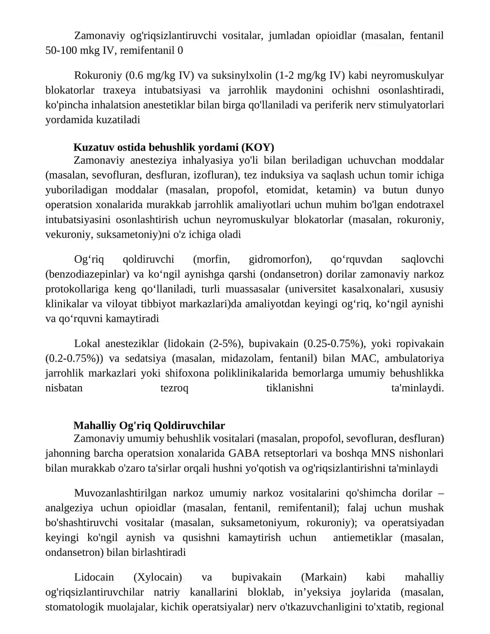 Zamonaviy anestetik vositalar 2