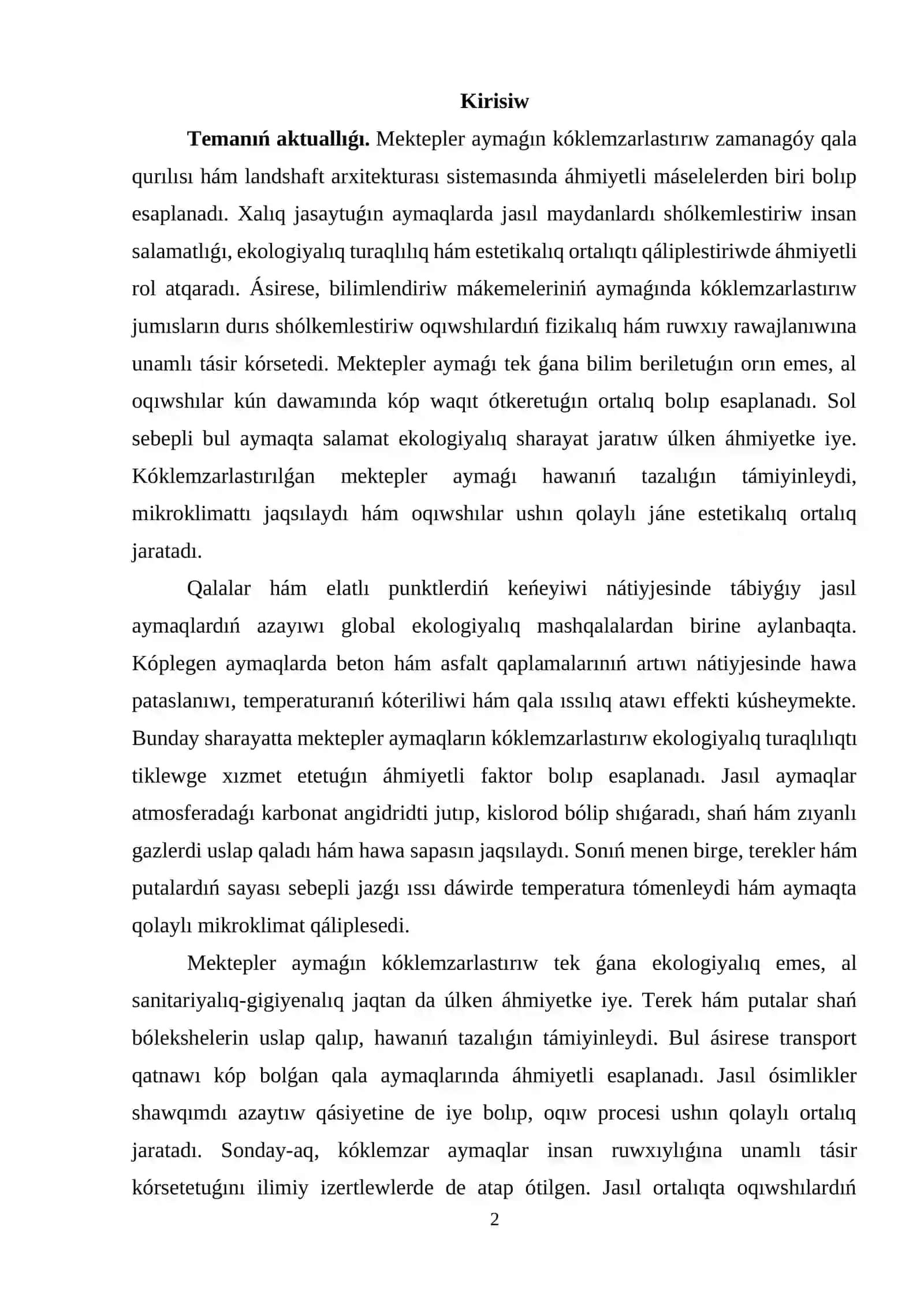 MEKTEPLER AYMAQLARIN KÓKLEMZARLASTIRIWDIŃ TEORIYALIQ TIYKARLARI 2