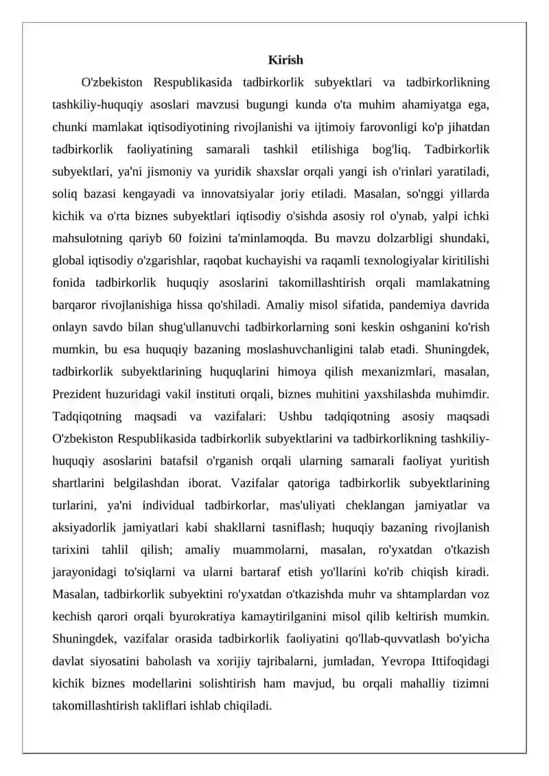 Tadbirkorlikning tashkiliy-huquqiy asoslari 2