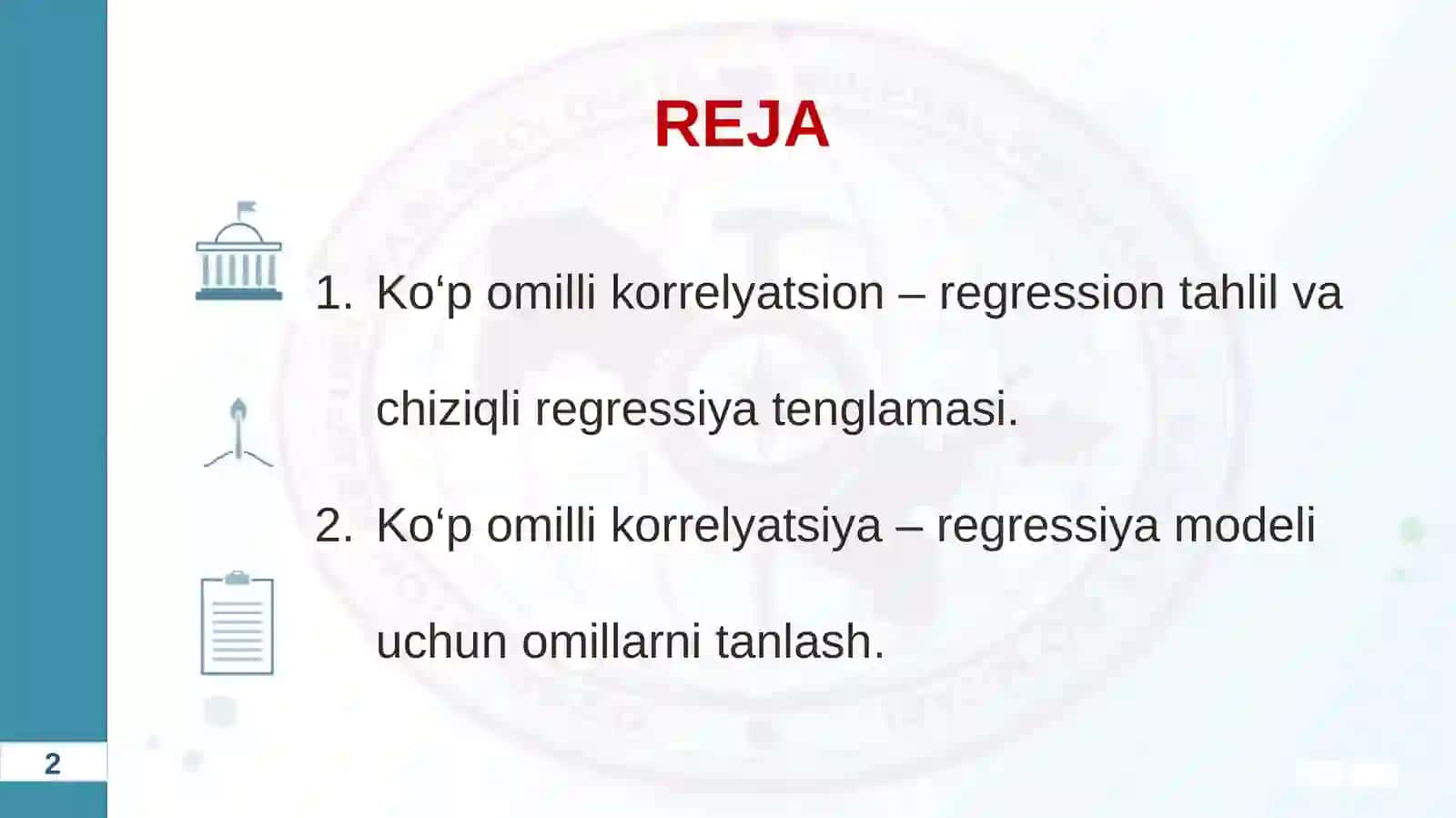 KO‘P OMILLI EKONOMETRIK TAHLIL 2