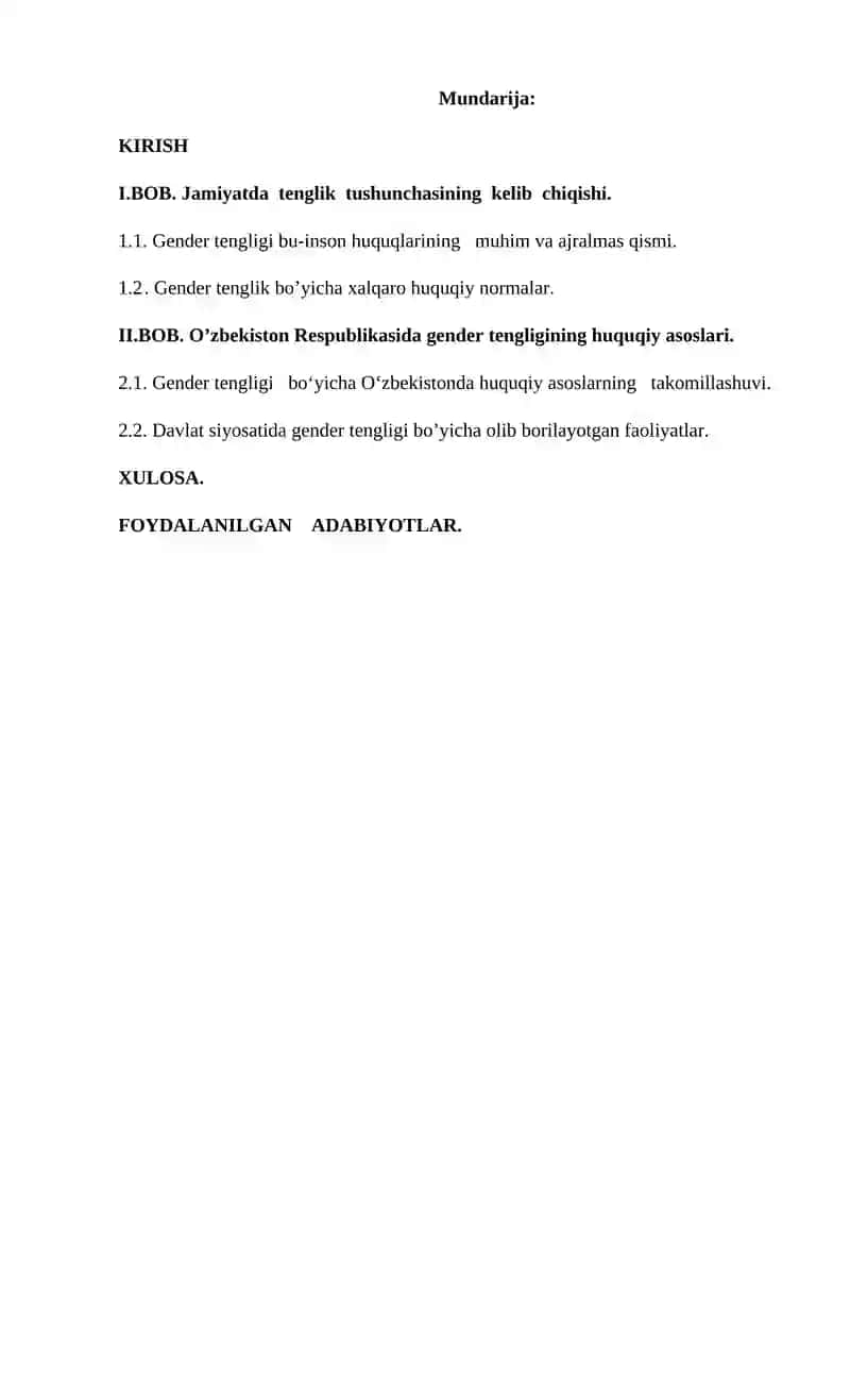 GENDER TENGLIGI TUSHUNCHASI. O’ZBEKISTONDA GENDER TENGLIGINI TA’MINLASH 2