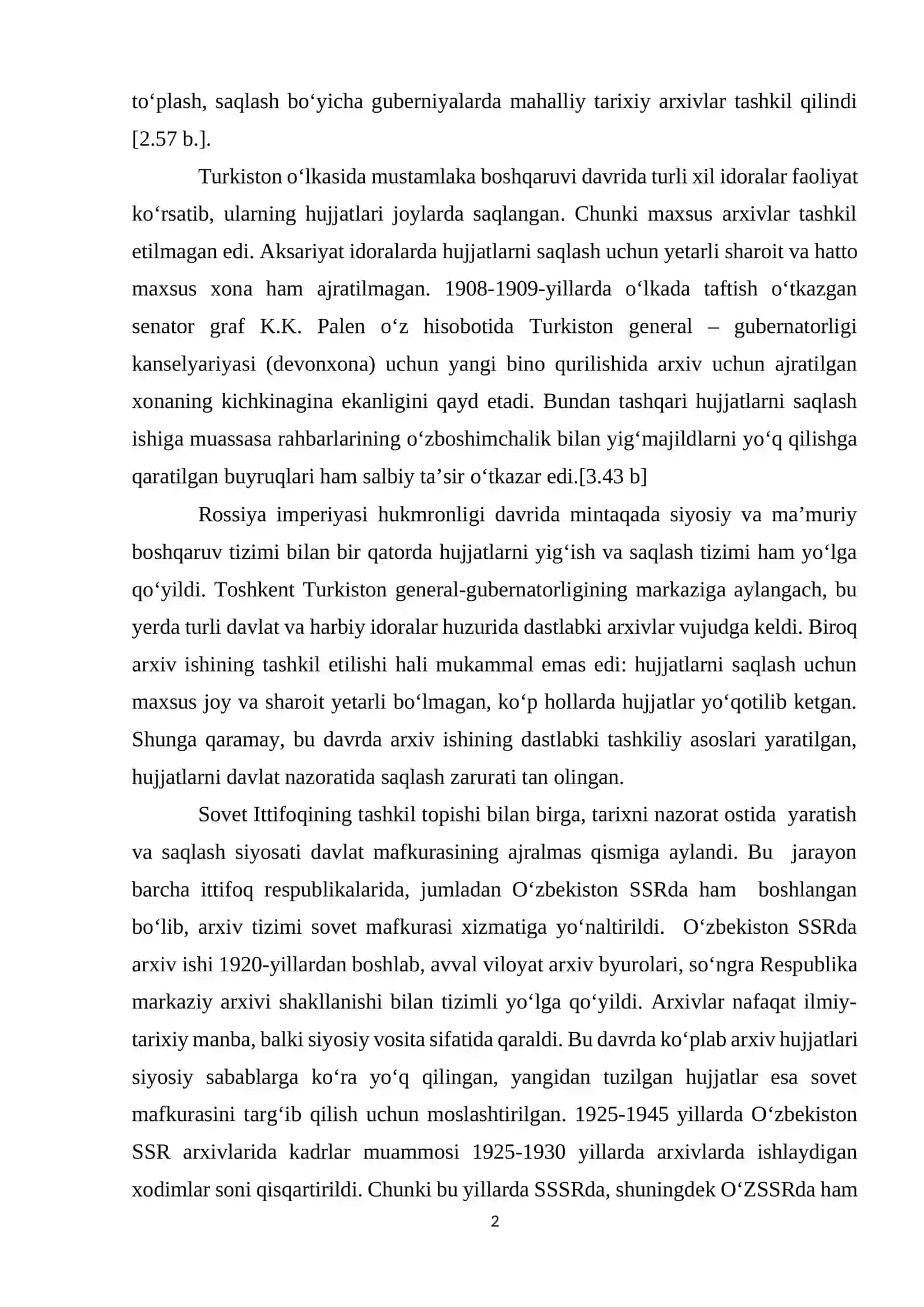 ROSSIYA IMPERIYASI VA SOVET HOKIMIYATI YILLARIDA O‘RTA OSIYODA ARXIV ISHI 2