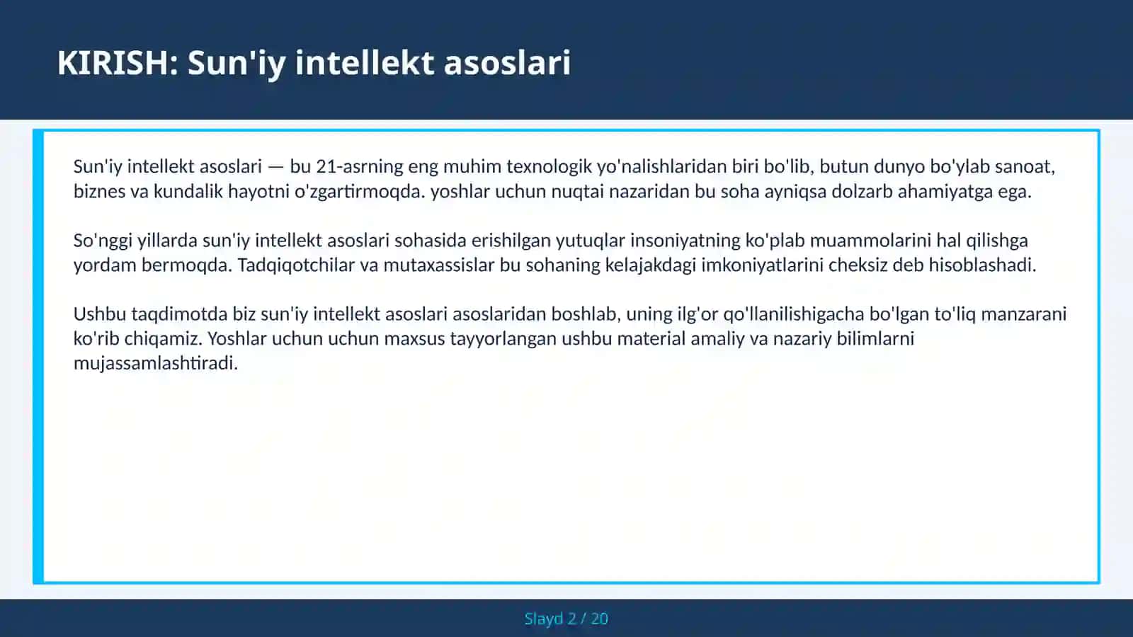 SUN'IY INTELLEKT ASOSLARI 2
