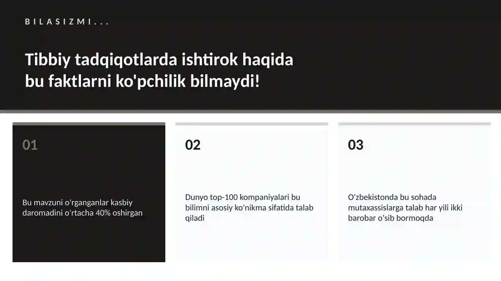 TIBBIY TADQIQOTLARDA ISHTIROK 2