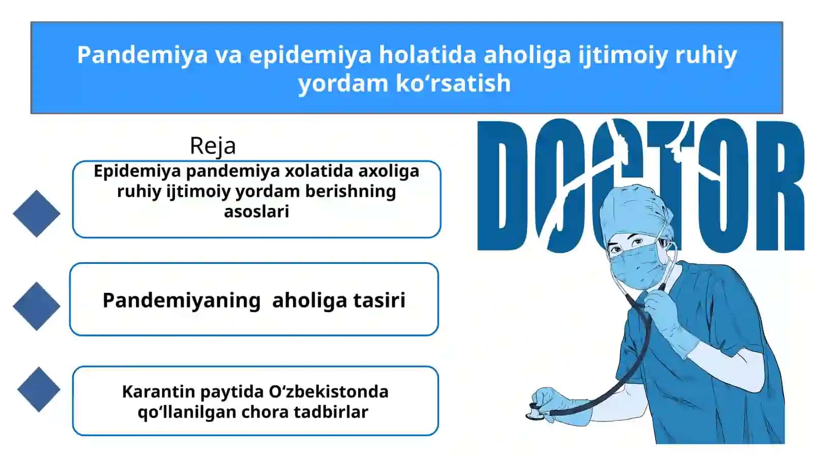 Epidemiyapandemiya xolatida axoliga ruhiy ijtimoiy yordam berishning asoslari 2