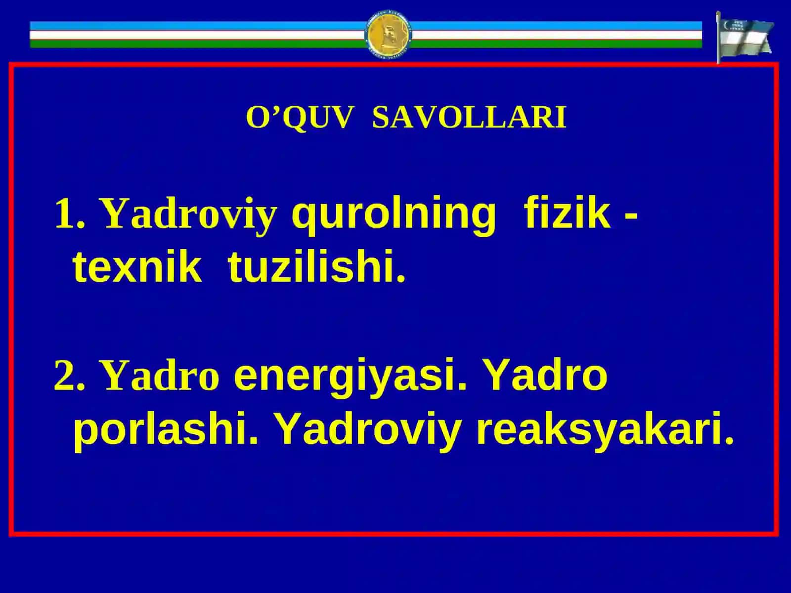 Yadroviy shikastlanish o’choqlariningtibbiytaktik tavsifi 2