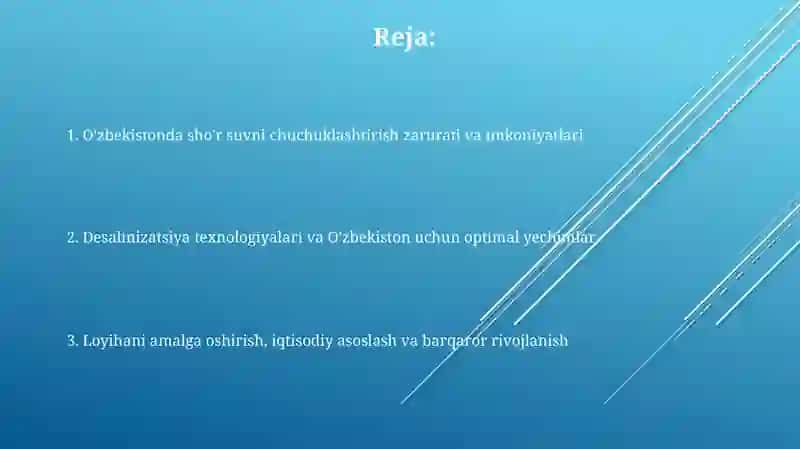 O'zbekistonda sho'r suvni chuchuklashtirish zarurati va imkoniyatlari 2