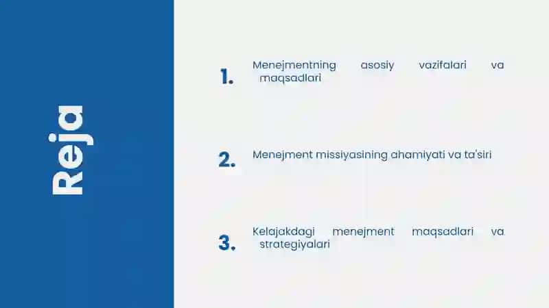 Menejmentning asosiy vazifalari va maqsadlari 2