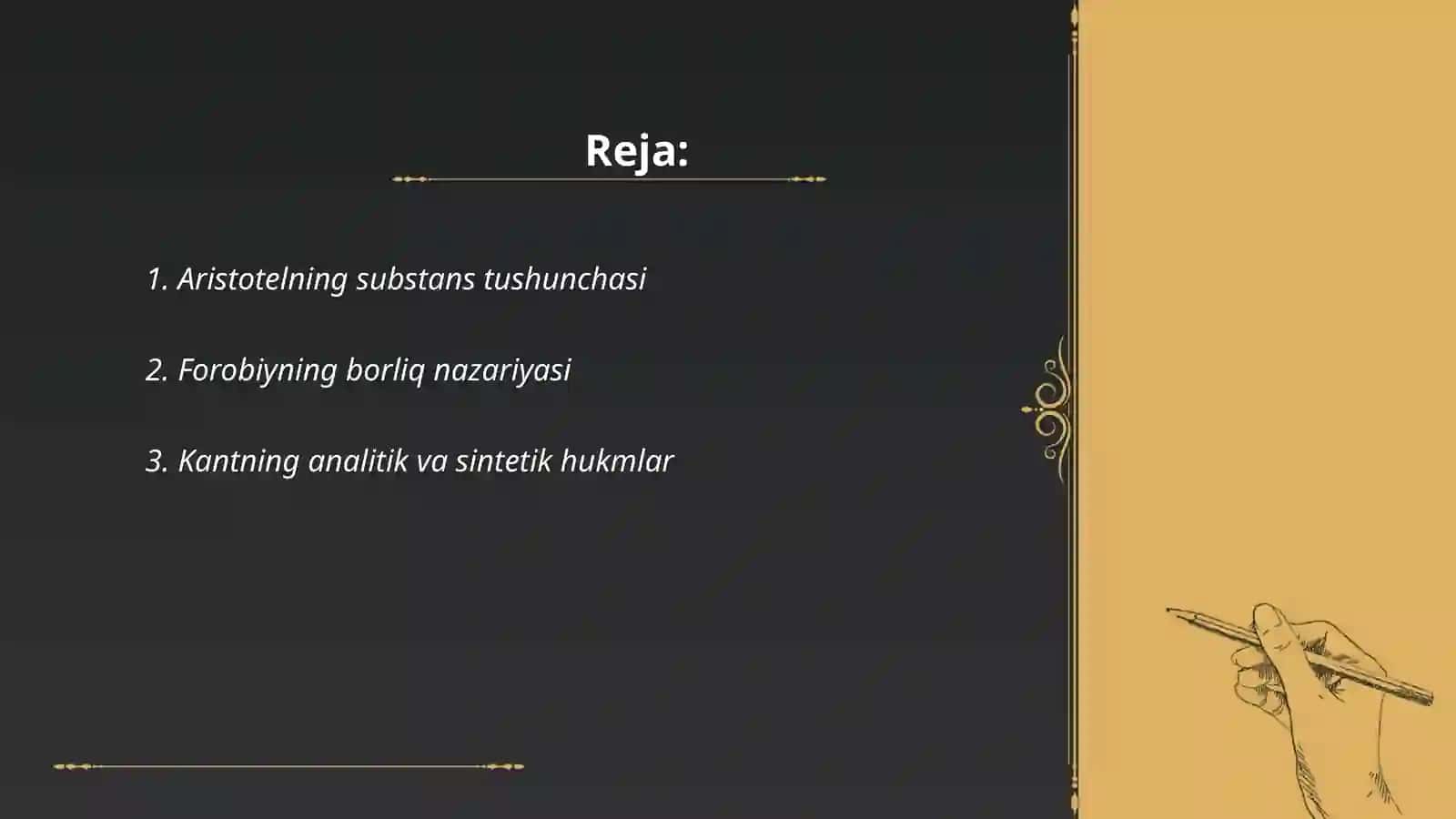 Aristotel, Forobiy va Kant ontologiyasida kategoriyalaning tasnifi 2