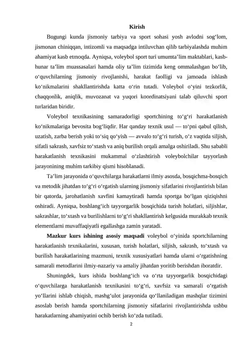 Voleybol oʻyinida holatlar va harakatlanishlar (turish, siljish, sakrash, toʻxtash, burilish) texnikasini oʻrgatish 2