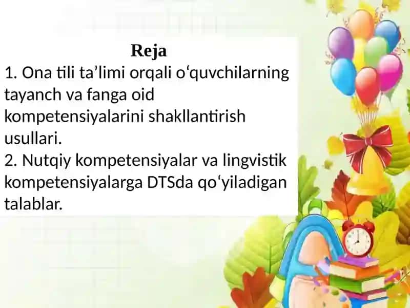 Ona tilidan Davlat ta’lim standarti va o‘quv dasturi mazmuni 2