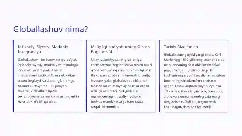 JAHON IQTISODIYOTI GLOBALLASHUVI 2