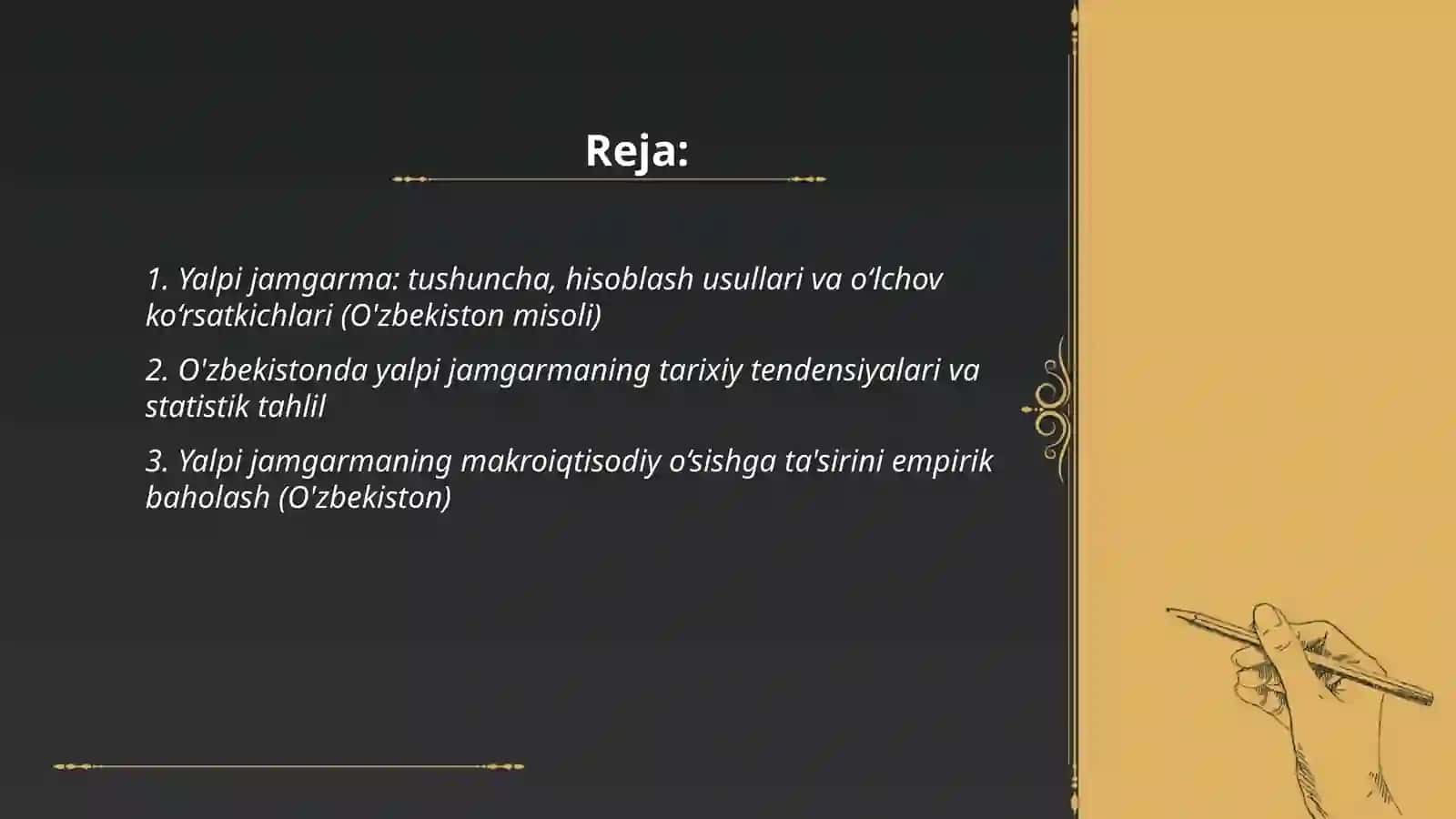 Yalpi jamgarma va uning iqtisodiy o’sishga ta’siri. O’zbekiston tajribasi 2