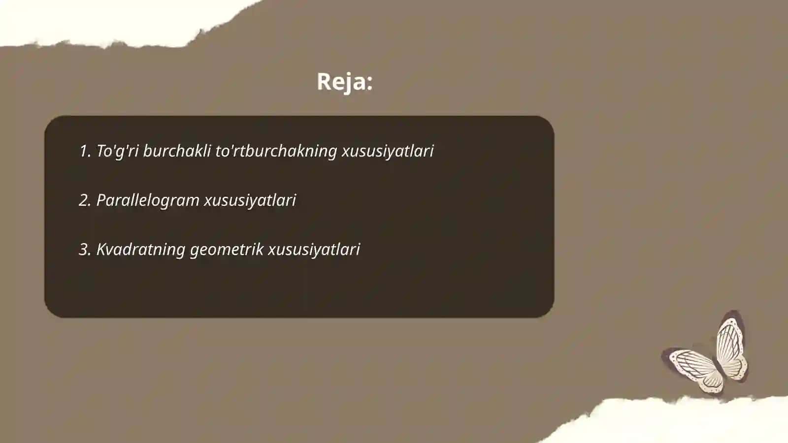 To'g'ri burchakli to'rtburchakning xususiyatlari 2
