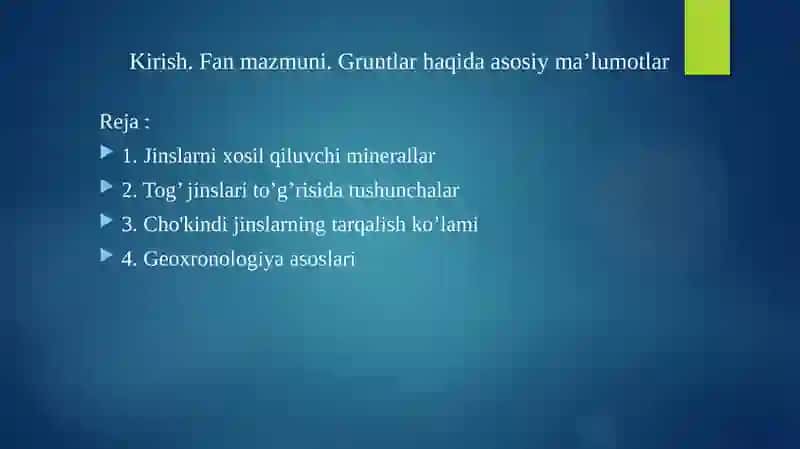 MUHANDISLIK GEOLOGIYASI VA GRUNTLAR MEXANIKASI 2