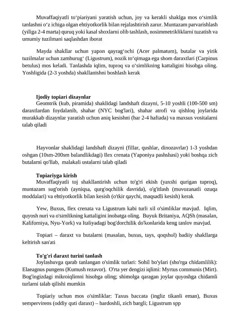 Topiariy yaratish uchun ideal mos keladigan turli bezak daraxt turlari 2
