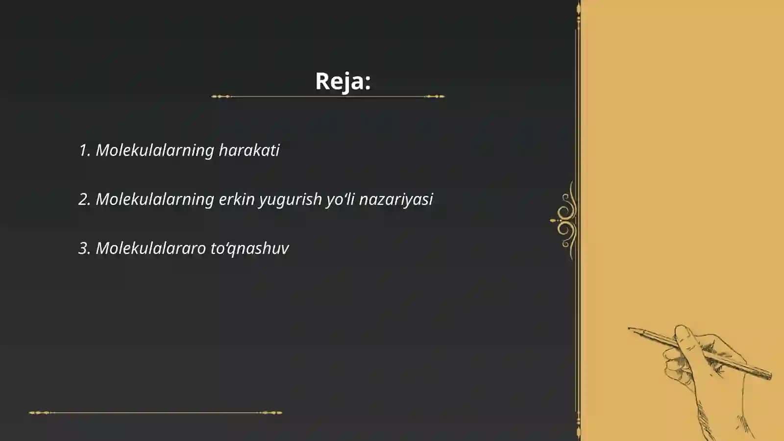 Molekulalarning erkin yugurish yo‘li. Diffuziya 2