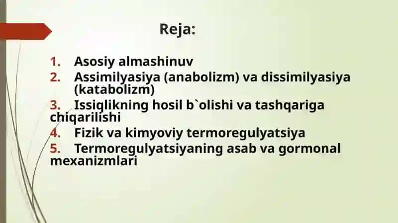 Moddavaenergiyaalmashinuvi, TANA HARORATI DOIMIYLIGI VA UNING BOSHQARILISHI 2