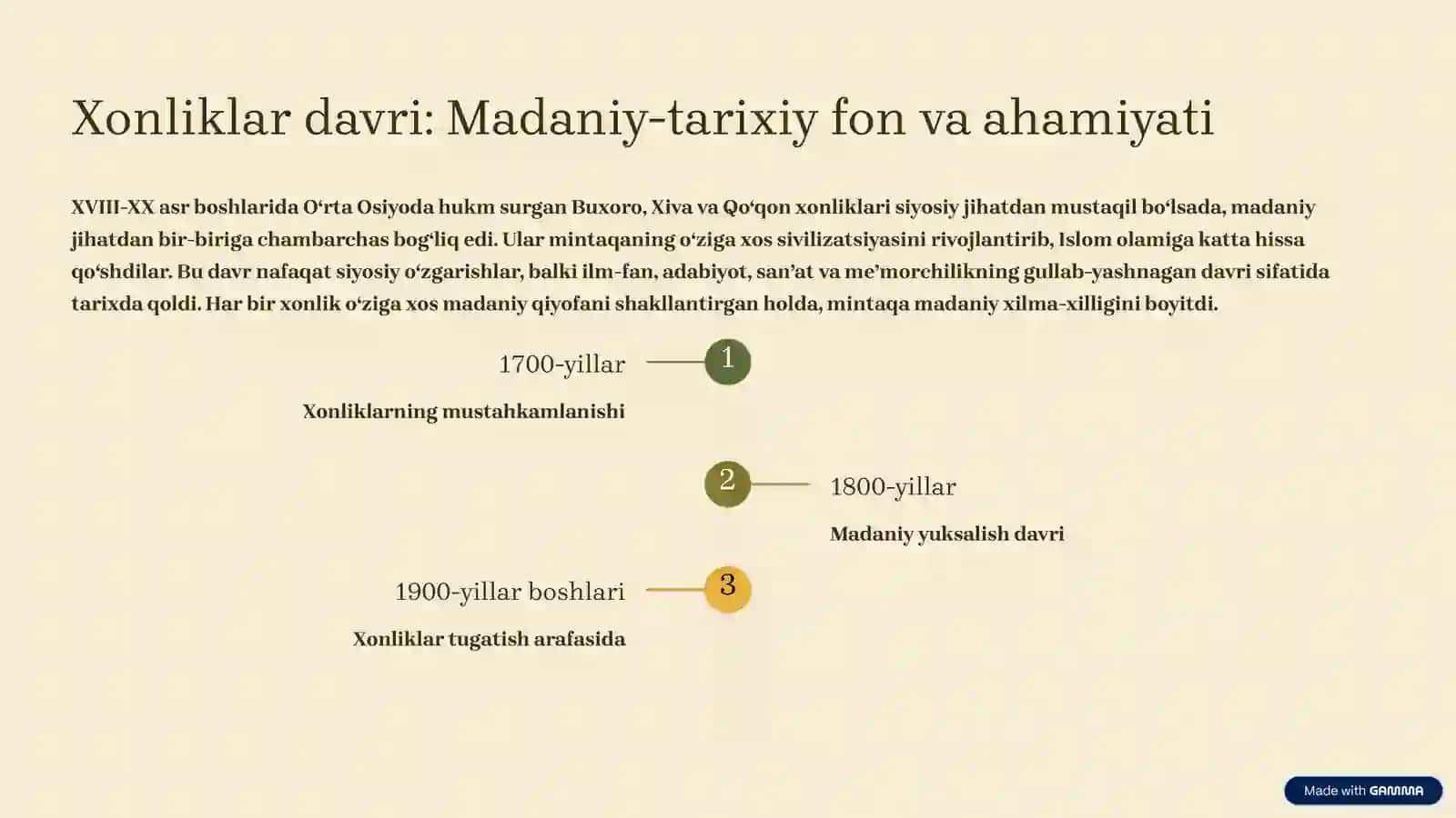 Buxoro xonligi va amirligi, Xiva va Qoʻqon xonliklarida madaniyat va sanʼat 2