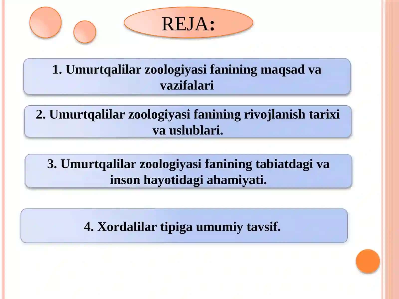 Umurtqalilar Zoologiyasi Fanining Maqsad va Vazifalari 2