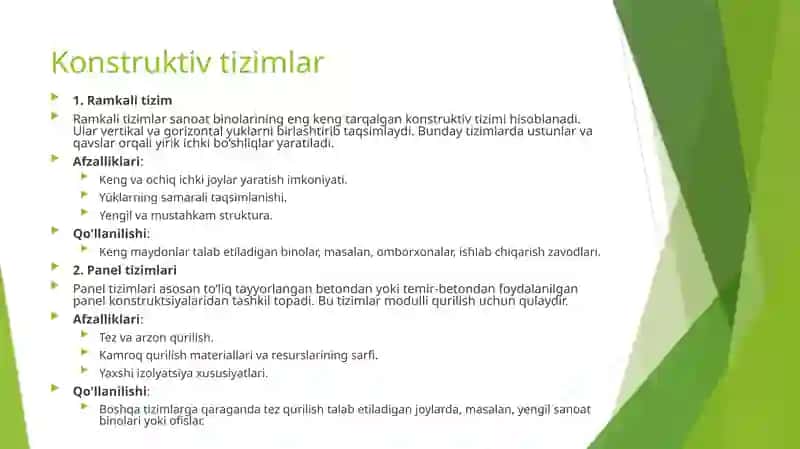 Sanoat binolarining asosiy konstruktiv tizimlari va sxemalari 2