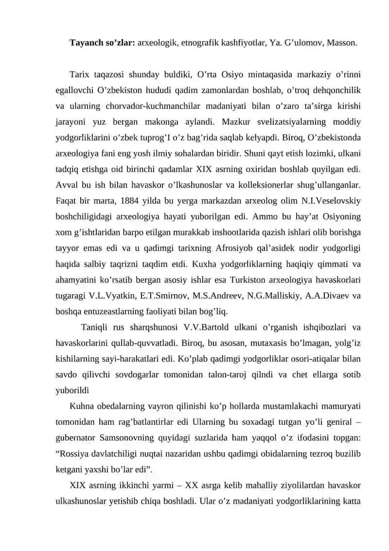 O'zbekiston arxeologiyasi mustaqillik yillarida 2