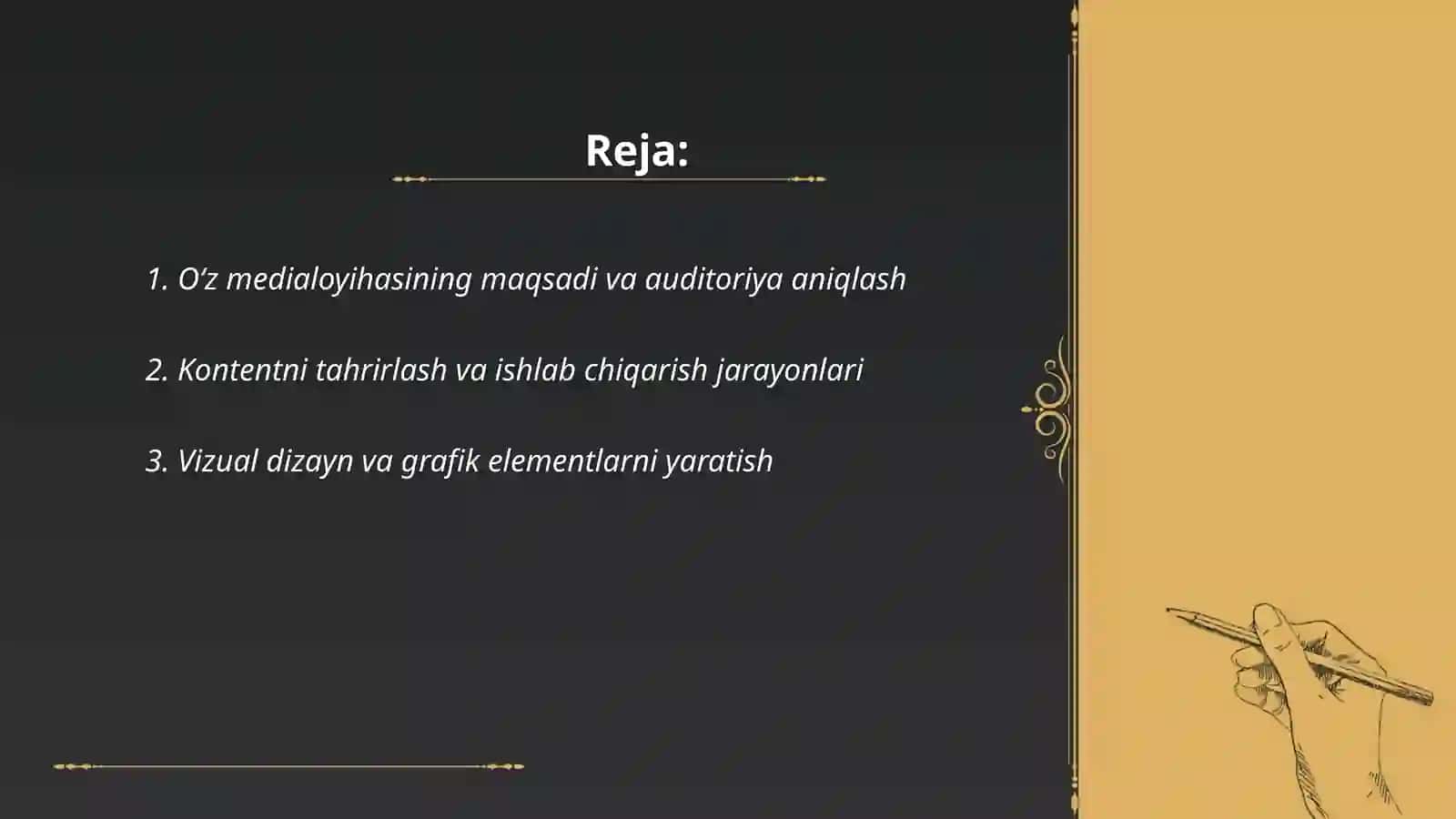 Oʻz medialoyihasini ishlab chiqarish va taqdim etish 2
