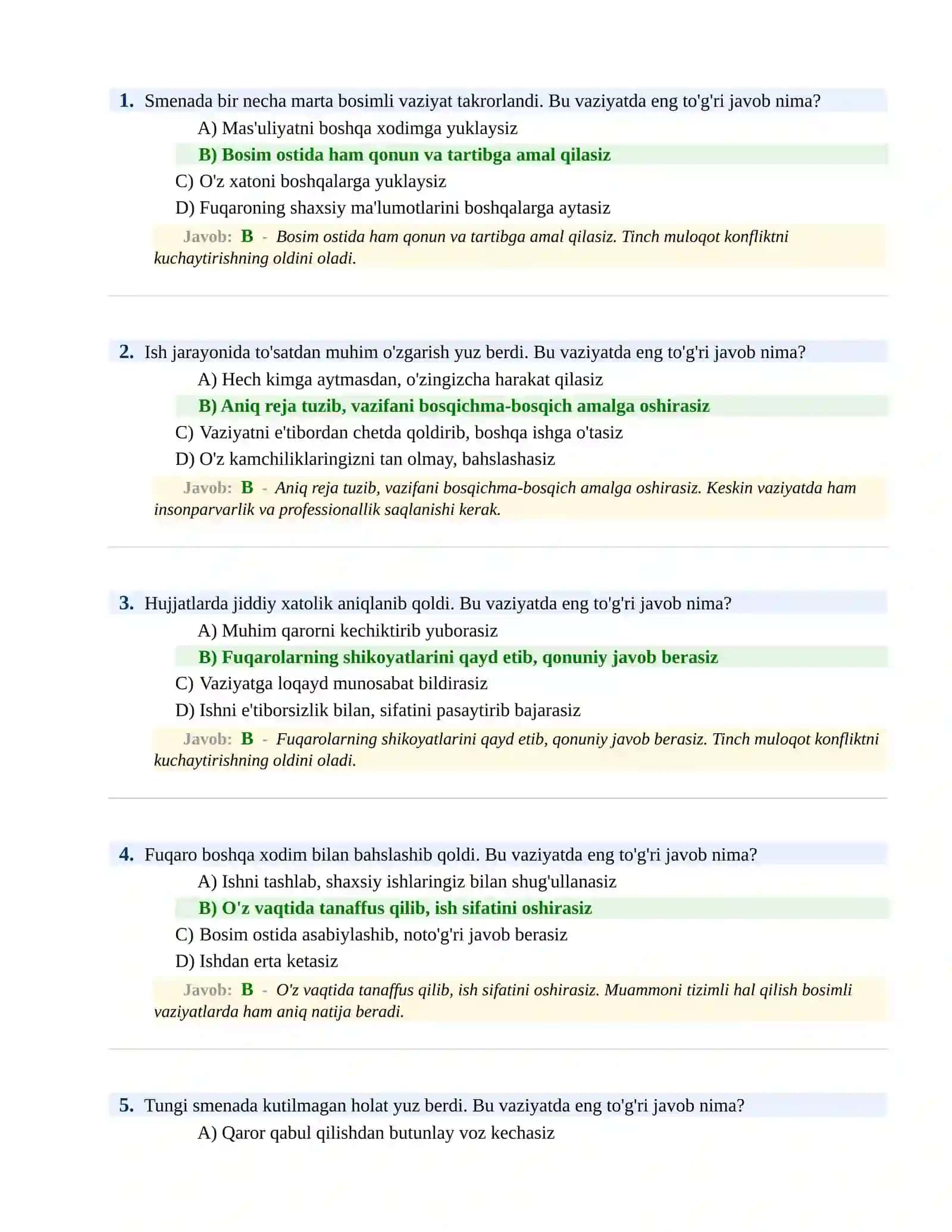 BOJXONA XIZMATIGA ISHGA KIRISH PSIXOLOGIK SINOV Testlari 2