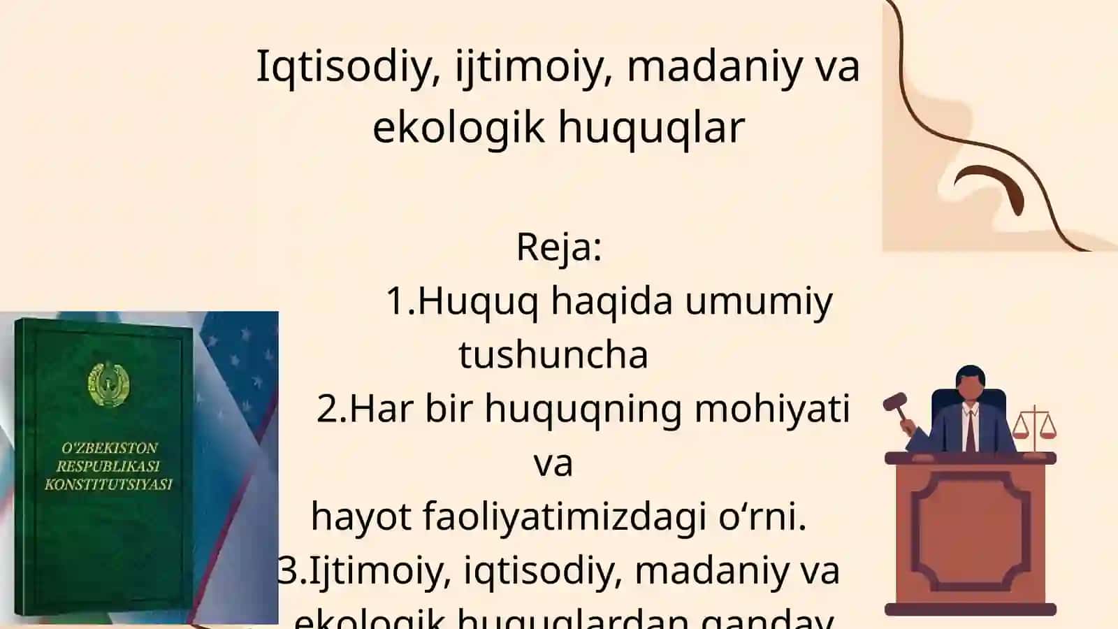 Yangi tahrirdagi Oʻzbekiston Respublikasi Konstitutsiyasi fanidan mustaqil taʼlim taqdimoti 2