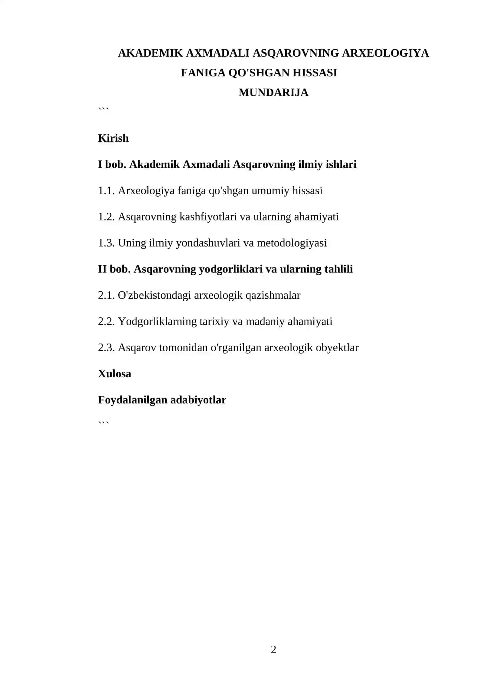 Akademik Axmadali Asqarovning arxeologiya faniga qo'shgan hissasi 2