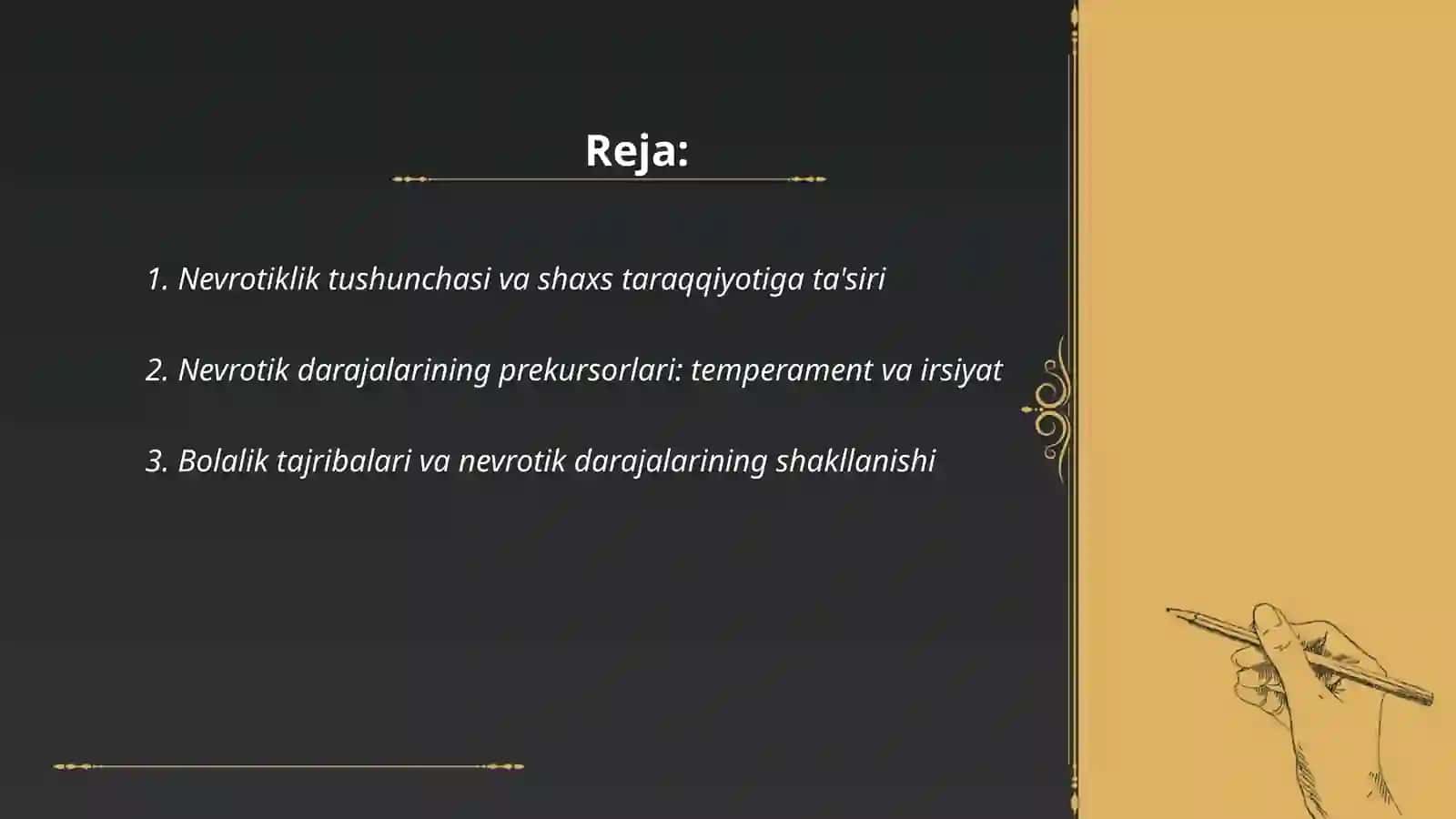 Shaxs taraqqiyotining nevrotik darajalari 2