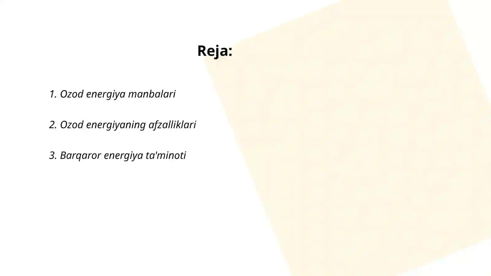 Ozod energiya manbalari 2