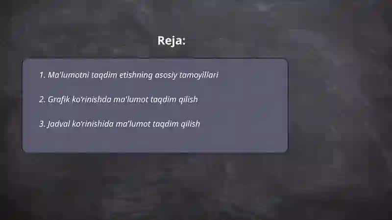 Ma'lumotni taqdim berish darajalari 2