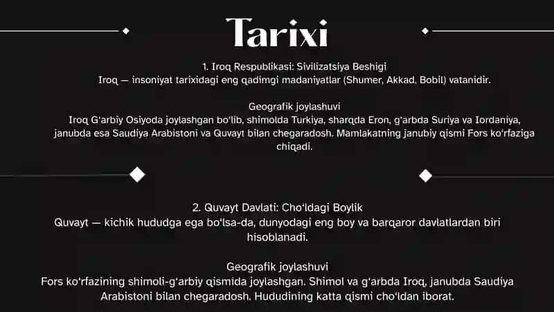 Iroq Respublikasi va Quvayt Qirolligi Tarixi 2