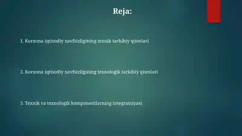 Korxona iqtisodiy xavfsizligi 2