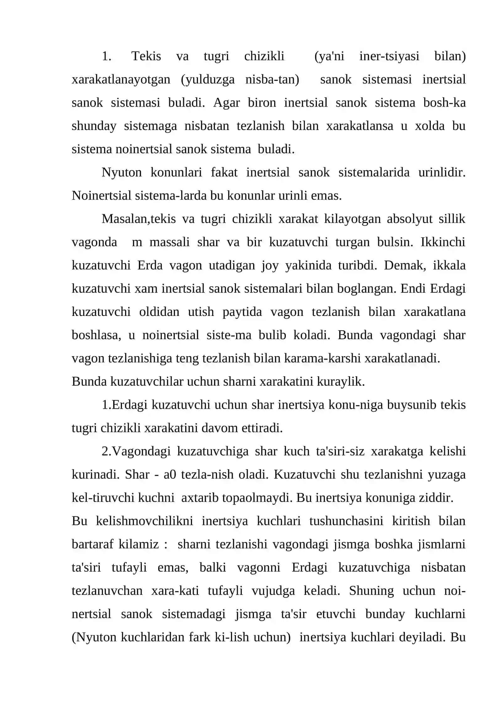 Noinеrtsial sanoq tizimlaridagi inersiya kuchlari 2