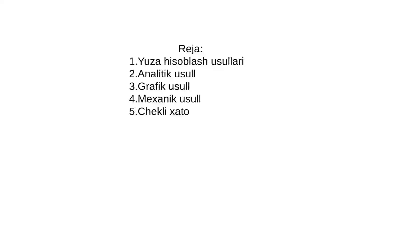 Yer maydonlari  yuzalarini aniqlashda bog'lanmaslik va chekli xato qiymatlarini taqqoslash 2